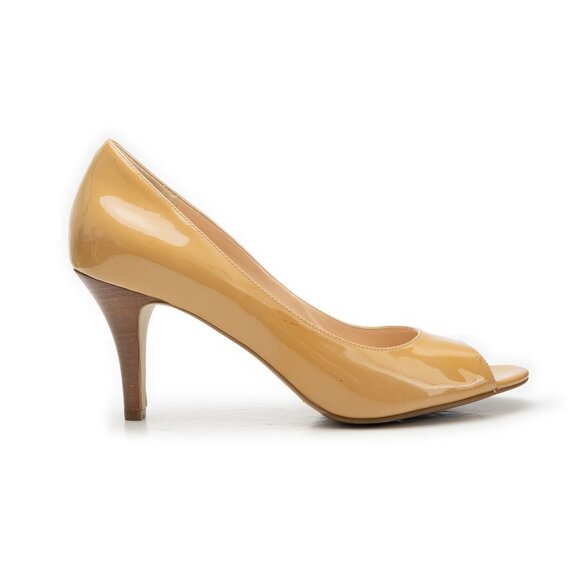 COLE HAAN tan Lainey Peep Toe Stiletto Pumps size 9.5 - Picture 1 of 10